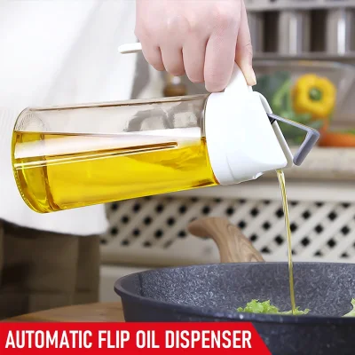 Glass Oil Dispenser Jug Bottle Sauce Dispenser Condiment Storage Vinegar Kitchen Cooking Seasoning