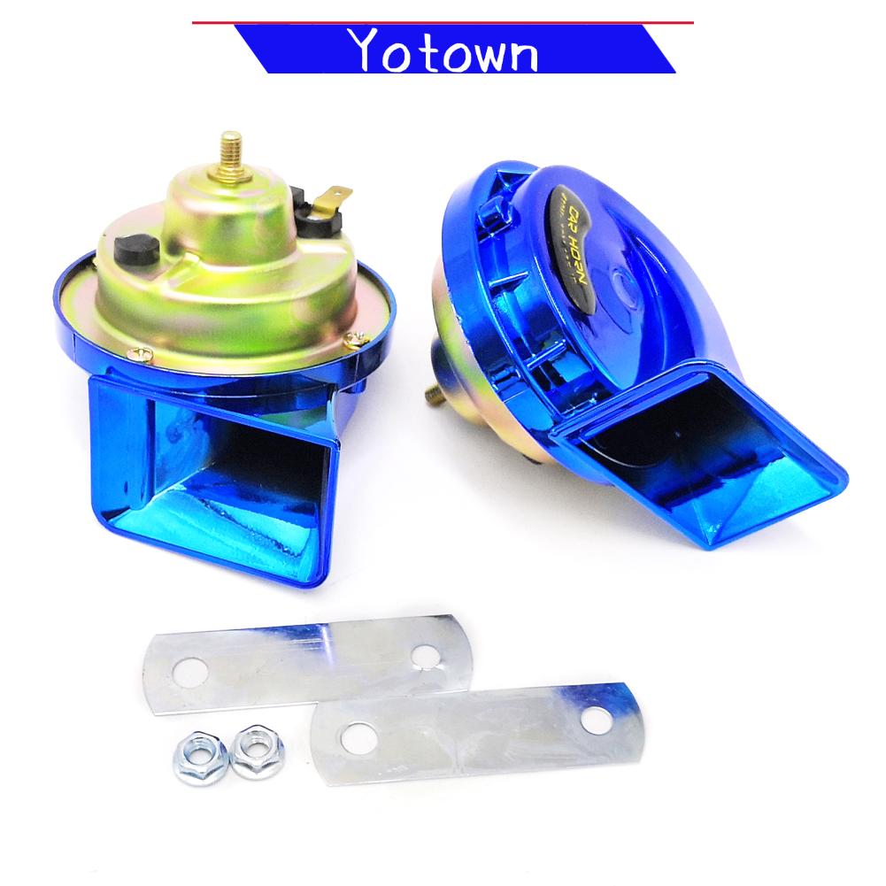 Yotown WALFRONT 12V Còi ốc hai tông màu ABS Polymer Iron Air Horn với âm cao thấp 115dB Dễ dàng lắp đặt cho ô tô Xe máy Du thuyền nhỏ (Màu đen)