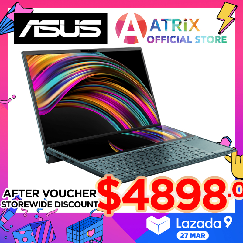 【Same Day Delivery】ZenBook Pro Duo UX581LV-H2014T〖Free Office 2019〗15.6” OLED 4K (3840 x 2160) 16:9 touchscreen 100% DCI-P3 | i9-10980HK | RTX2060 | 32GB RAM | 1TB SSD | Win10 Home | 2 Years ASUS international warranty