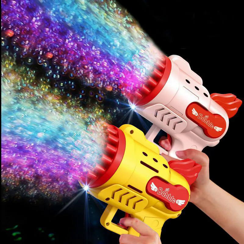 Bubble Kids Toys Electric Automatic Soap Rocket Bubbles Machine Outdoor Wedding Party Toy LED Light Children Birthday Gifts