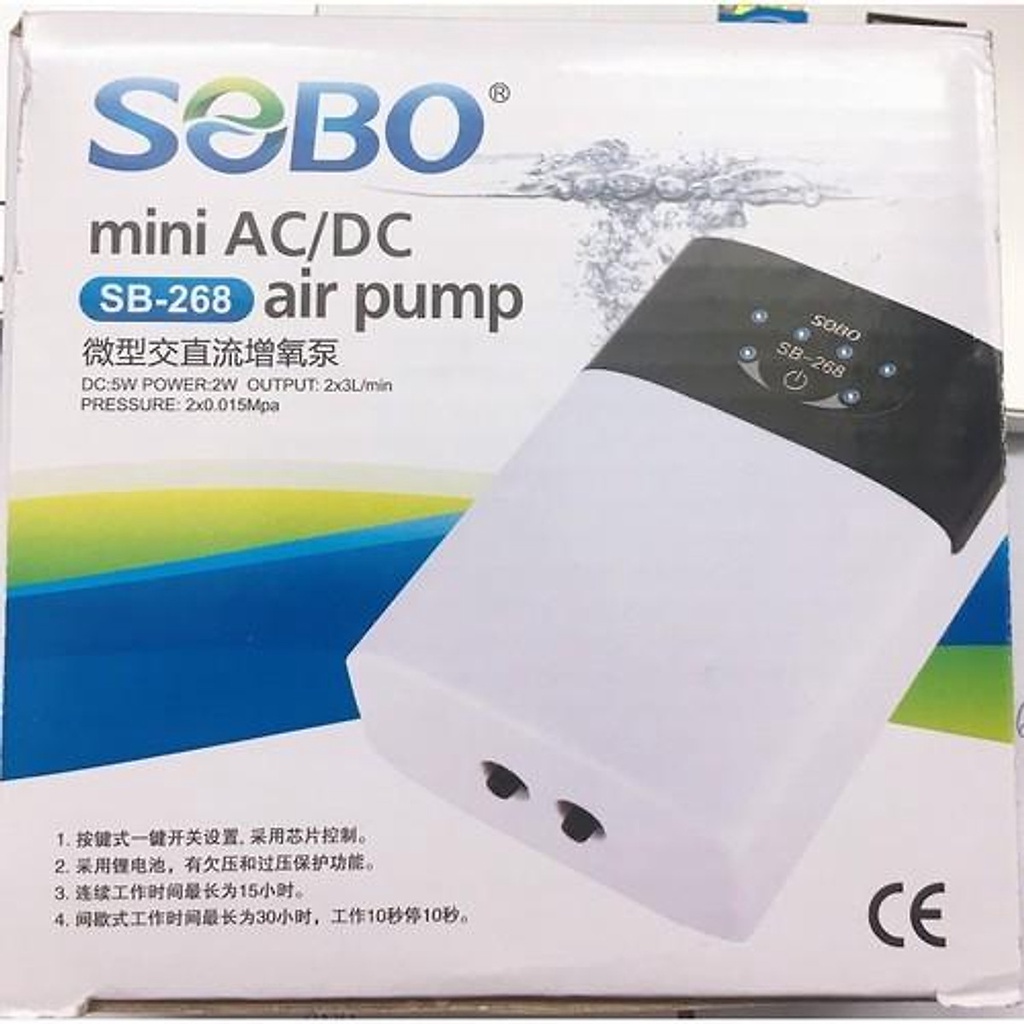 Máy sủi oxy tích điện sobo sb-168/ 268 cho hồ cá cảnh