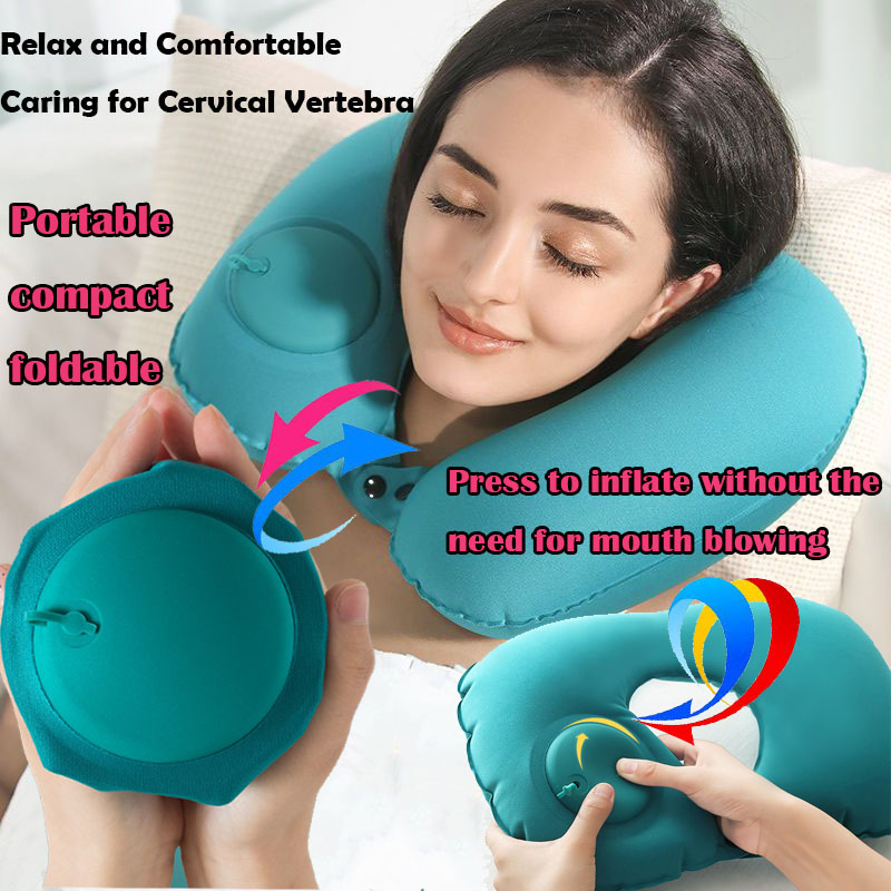 Portable Press Type Inflatable Travel Pillow