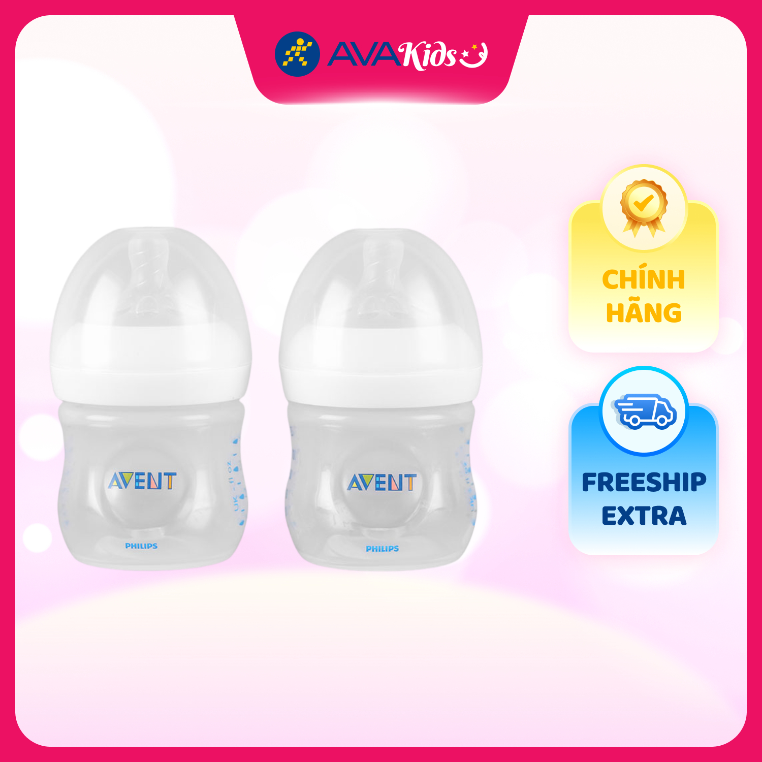 Combo 2 bình sữa nhựa PP Philips Avent SCF690/23 cổ rộng 125 ml (0 - 1 tháng)