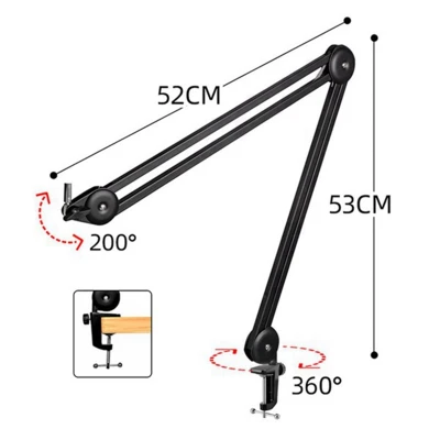 Heavy Duty Microphone Stand Adjustable Suspension Boom Arm with Built-in Spring for Voice Recording