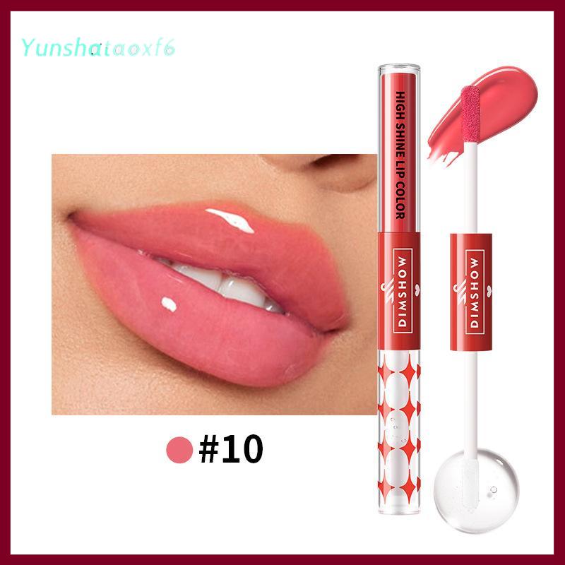 yunshataoxf Hai đầu dưỡng ẩm gương son bóng, lâu dài và không thấm nước nhung son môi, Màu vẽ không Smudge không dính cup - 4