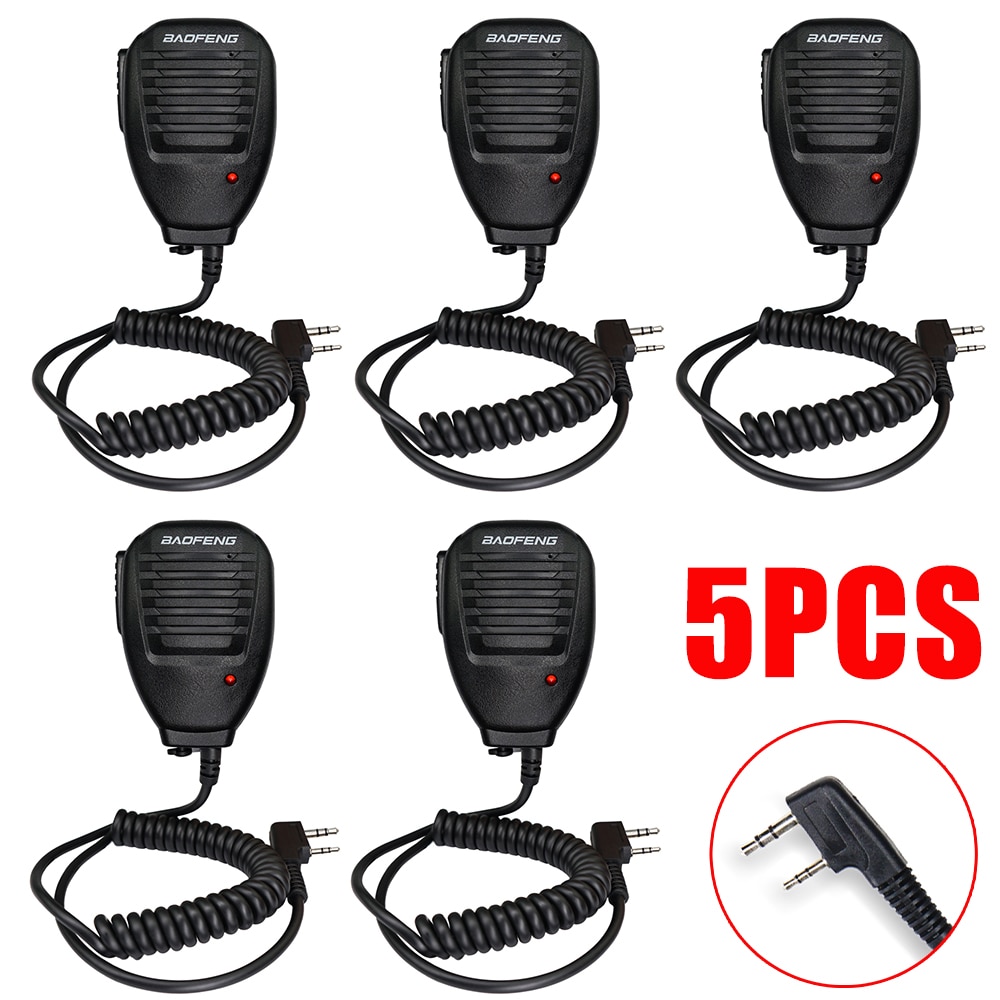 5PCS New Speaker Microphone For Baofeng UV-5R 888S 5R UV82 8D 5RE 5RA UV10R Mic Headset Two Way Radio Walkie Talkie Handheld Mic