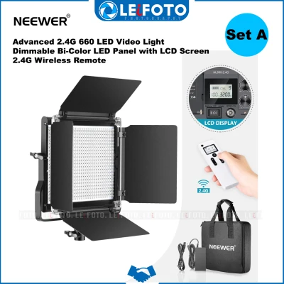 Neewer Advanced 2.4G 660 LED Video Light, Dimmable Bi-Color LED Panel with LCD Screen and 2.4G Wireless Remote
