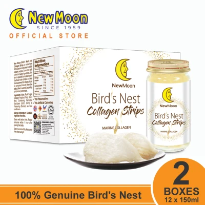 [2 Box Bundle] New Moon Bird's Nest with Collagen Strips - 2 boxes x 6 bottles x 150g [Best Seller]