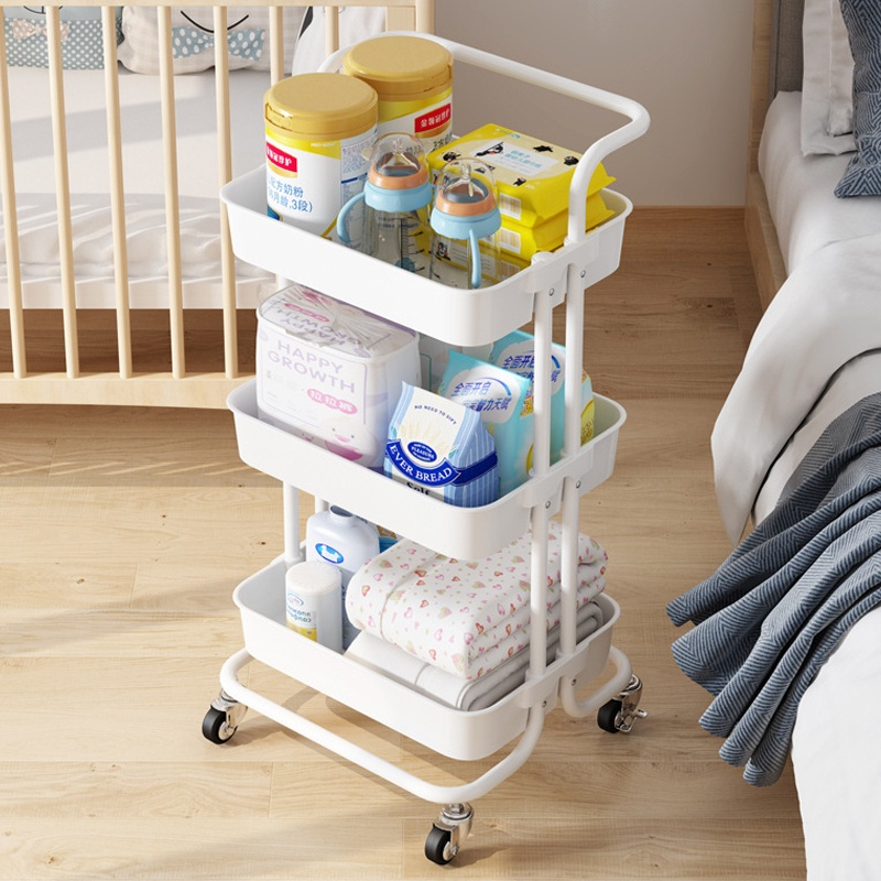 Kệ SPA, Bỉm Sữa Đa Năng 3 Tầng, Kệ Xe Đẩy Nhựa ABS Có Bánh Xe Xoay 360