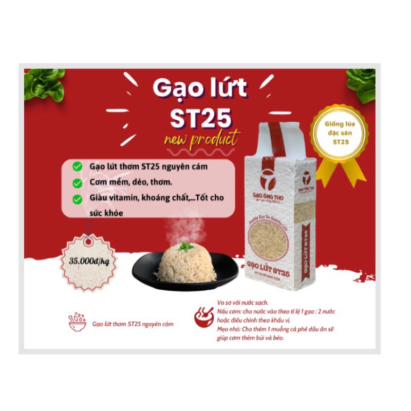 1kg gạo lứt st25 ông thọ mềm dẻo
