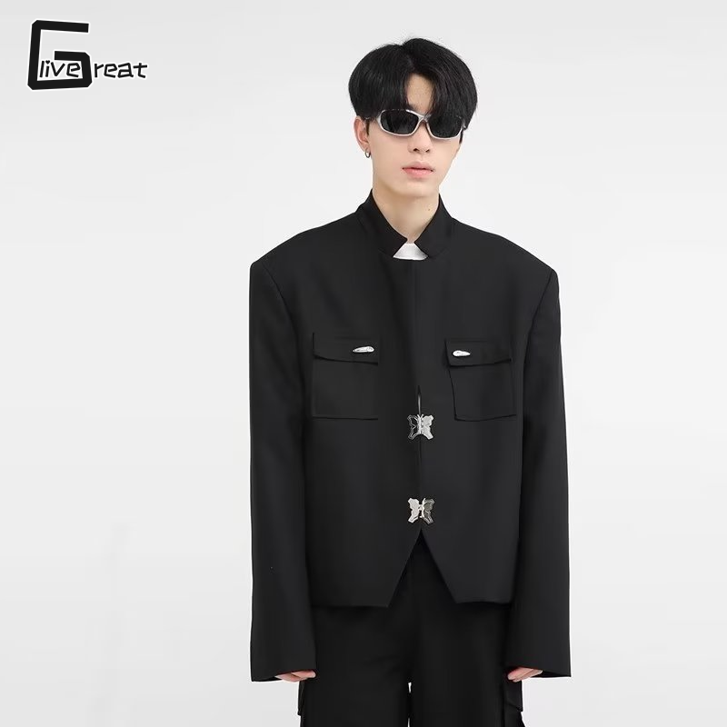 Outerwearmen's suit- autumn loose shoulder padded short blazer ราคา 648 บาท*ส่งฟรี