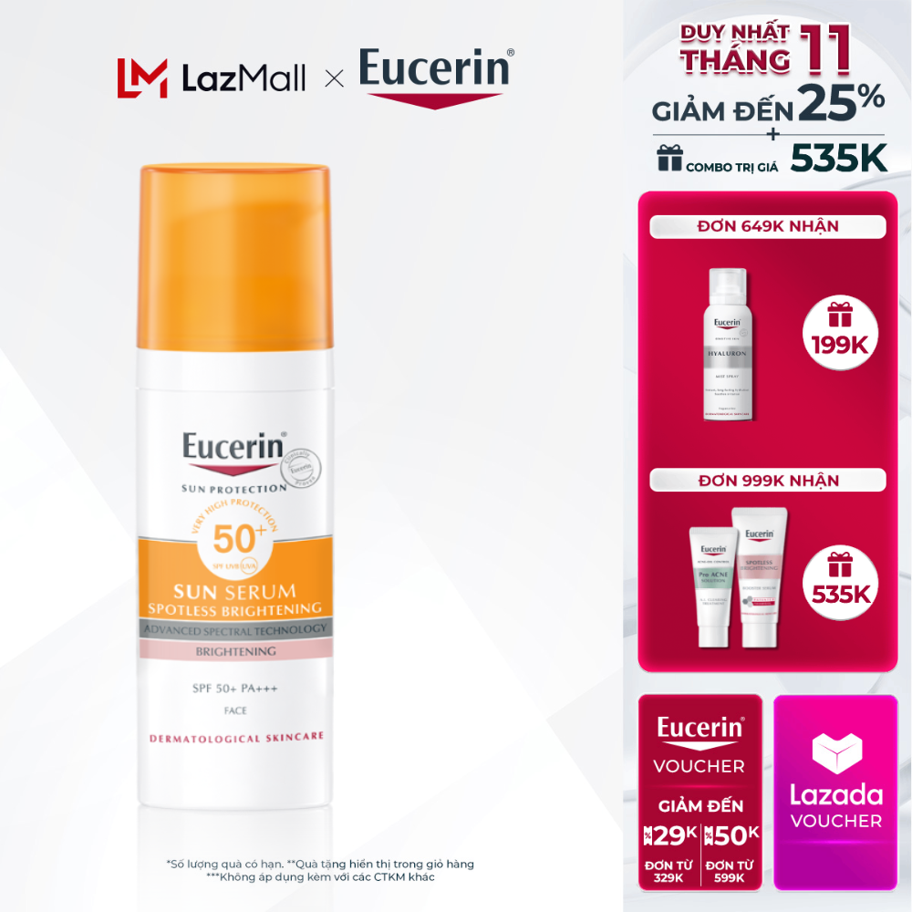 Tinh chất chống nắng giúp dưỡng trắng da Eucerin Spotless Brightening Sun Serum SPF50+ 50ml