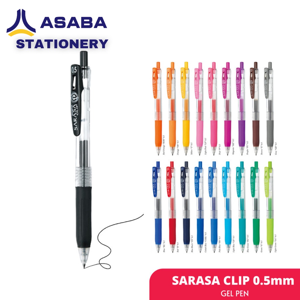 Asaba Stationery - Bulpen/Pen/Pulpen Warna-Warni Gel Sarasa Clip 05mm