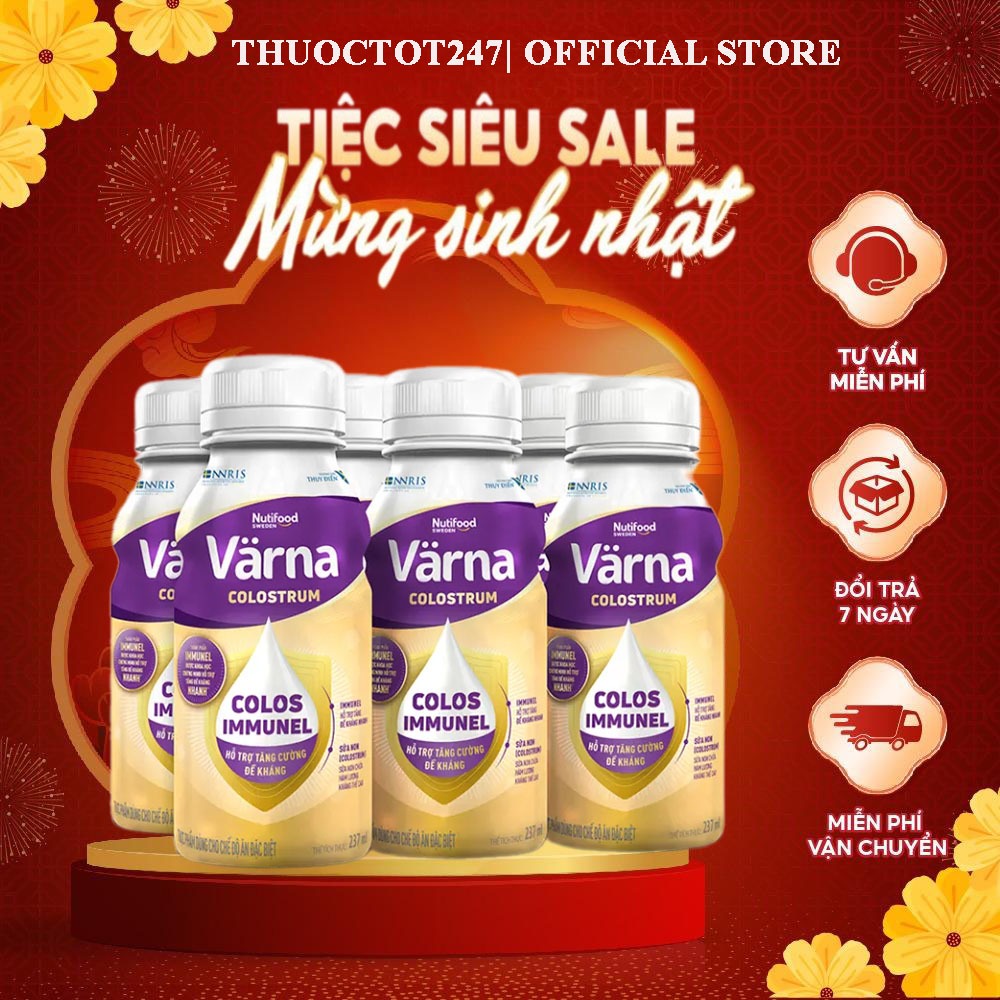 Thùng 24 hộp X 237ml Sữa non Varna Colostrum Nutifood Thuỵ Điển (hsd 05/25)