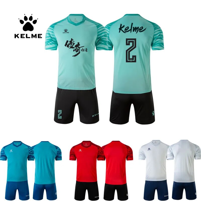 KELME Custom Men's Football Uniforms Soccer Jerseys Men Tracksuit Sportswear Short Sleeves Jersey Soccer Shorts Suit 3901583 ราคา 491 บาท*ส่งฟรี