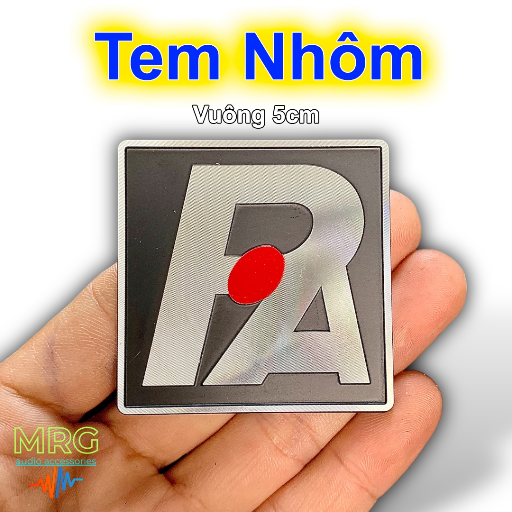 Tem PA nhôm vuông 5cm, giá 1 chiếc, tem loa pa chất liệu nhôm phay xước hàng đẹp.