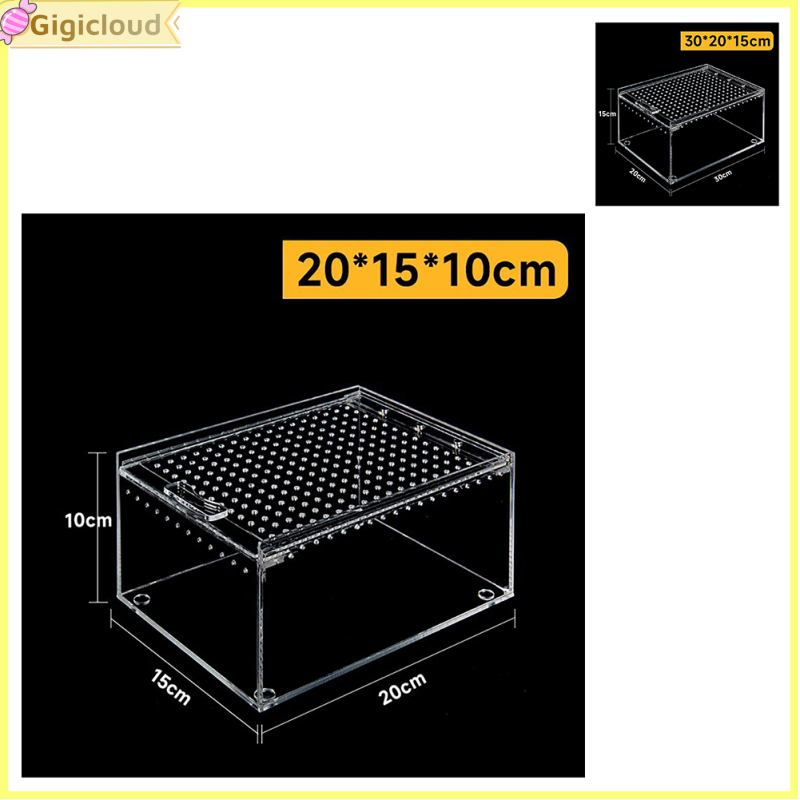 Gigicloud Transparent Habitat Cage Reptile Lizards Roach Invertebrates Insect Feeding Box Reptile Breeding Box Pet Habitat Arboreal Tarantula Enclosure ราคา 707 บาท*ส่งฟรี