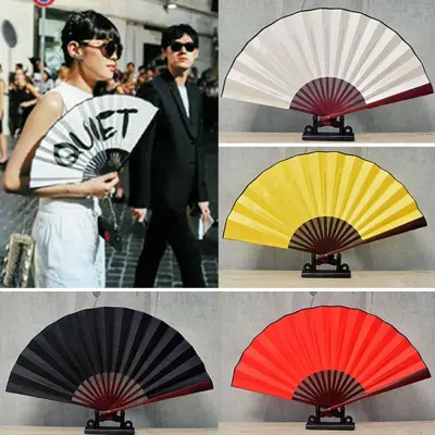 EGRT Chinese Style Graffiti DIY Blank Cloth for Painting Wedding Party Folding Fan Home Hand Folding Fan