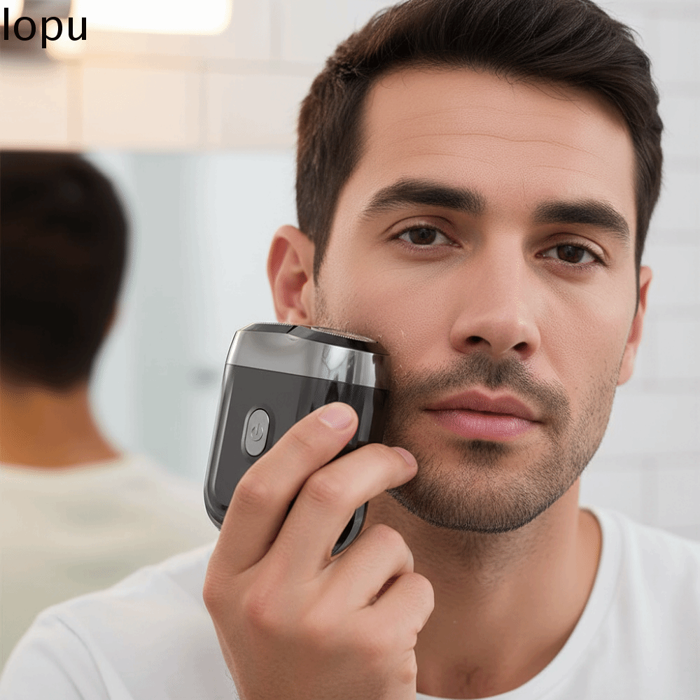 LOPU Đầu đôi Máy cạo râu điện Loại C có thể sạc lại Chống thấm nước Máy cắt râu mini Khô Ướt Kép Máy cạo râu chuyển động dành cho gia đình