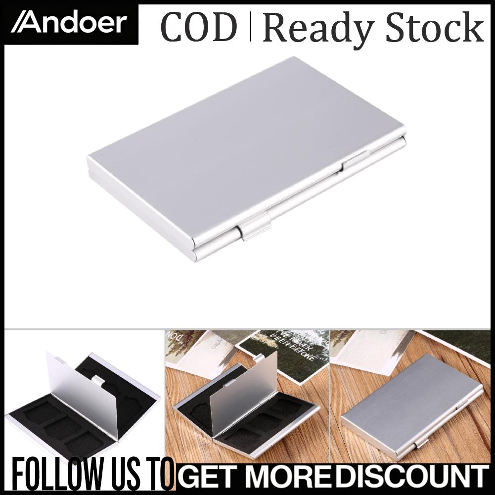 Andoer อลูมิเนียมแบบพกพาสำหรับ 6 ชิ้น SD กล่องเก็บการ์ดหน่วยความจำกรณีผู้ถือป้องกันพกพาง่าย ราคา 188 บาท*ส่งฟรี
