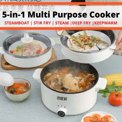 5-in-1 Multi Purpose Hotpot Electric Cooker with steaming tray