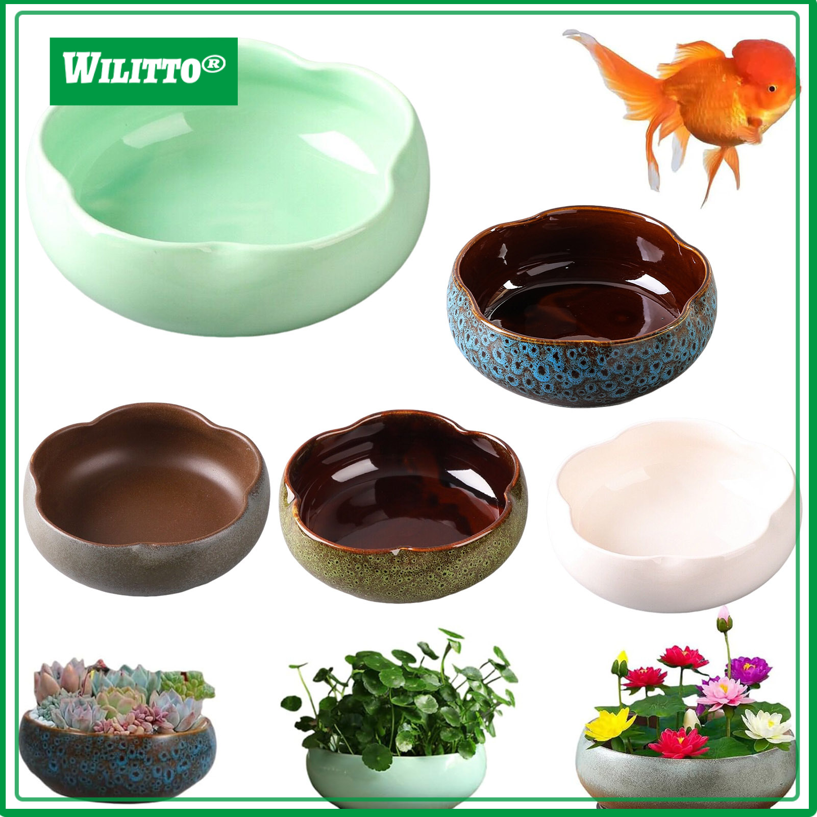 Lotus Bowl Planter Large Opening Ceramic Lotus Flowerpot Glazed Goldfish Bowl Bonsai Bowl Lotus Pot for Hydroponics Plants Daffodil ราคา 761 บาท*ส่งฟรี