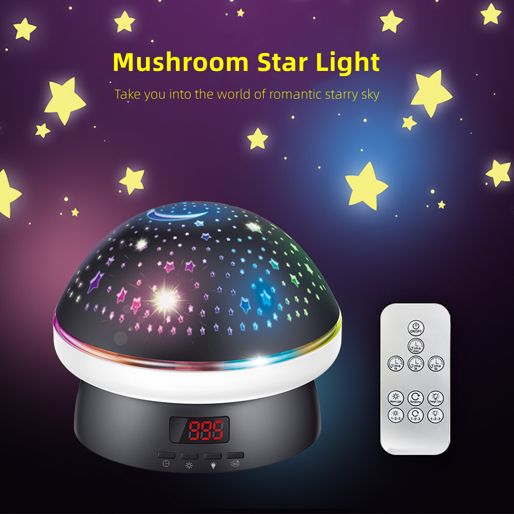 ใหม่ Galaxy โปรเจคเตอร์ Starry Sky หมุน LED เห็ด Night Light Planetarium ห้องนอนเด็ก Star Night Lights Moon Light Lamp