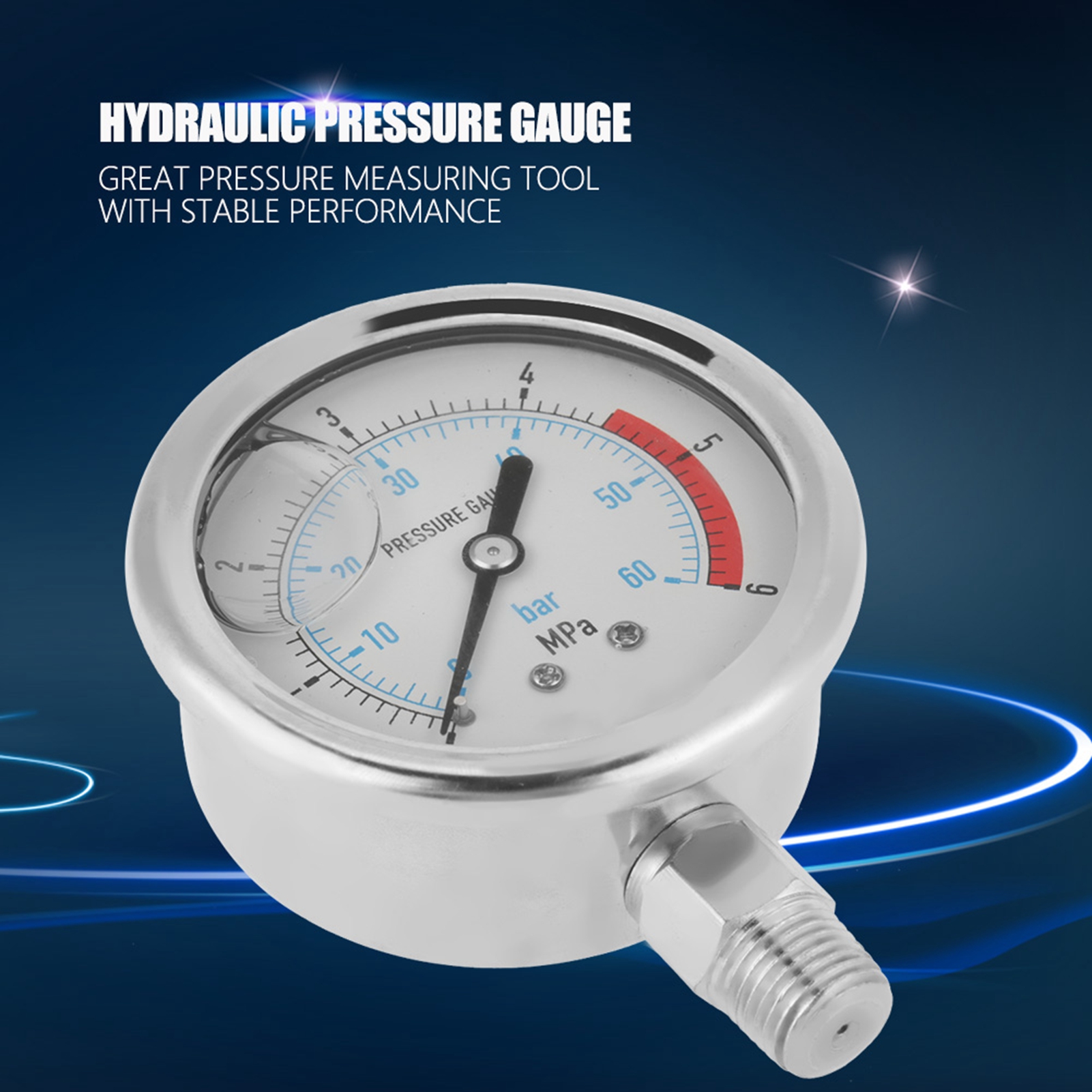 Đồng hồ đo áp suất nước thủy lực không khí mặt số 0-6Mpa 1/4 NPT 60mm