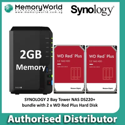 [SYNOLOGY Authorised Distributor] SYNOLOGY DS220+ 2 Bay DiskStation NAS bundle promotion with 2 x WD Red Plus Hard Disk. Singapore Local Warranty.