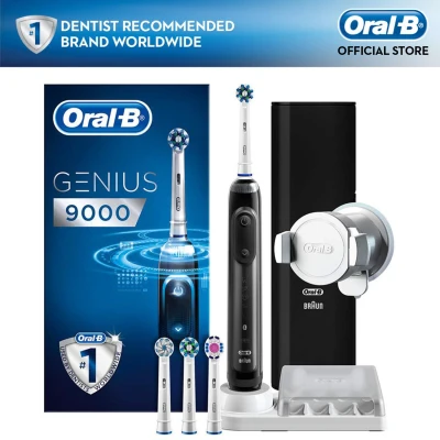 Oral B Genius 9000 Rechargeable Electric Toothbrush Round Oscillation Cleaning with Bluetooth Black Powered by Braun