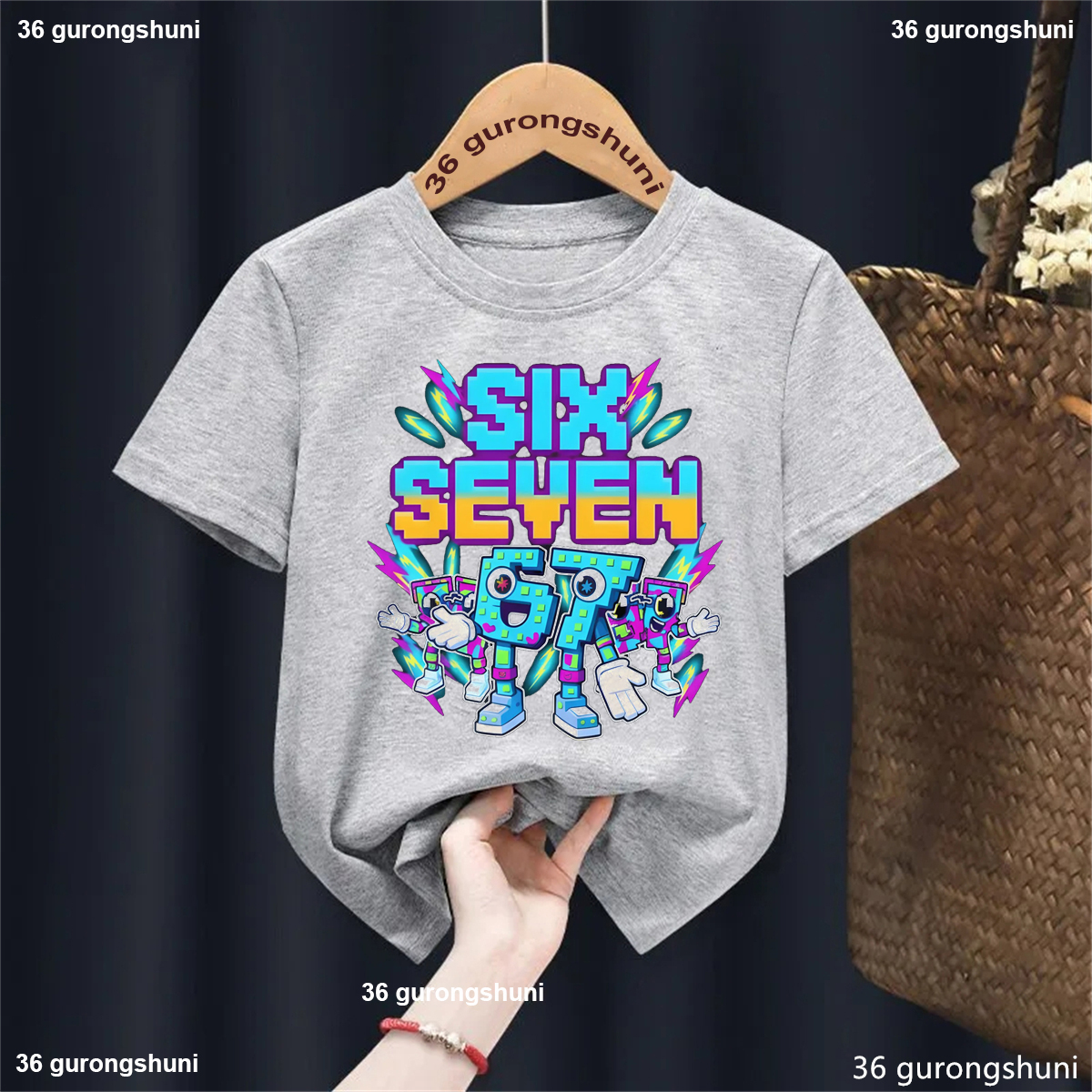 Italian Brainrot 67 Meme Building Blocks Printed T Shirt Girls/Boys Kawaii Kids Clothes White/Black/Pink/Blue/Red/Grey Tshirt - 2