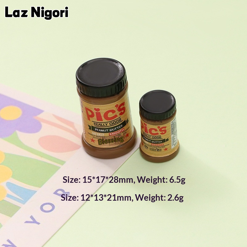 Laz Nigori Mini Realistic Peanut Butter Jar DIY Resin Decor for Dollhouse Grocery Store Craft ราคา 15 บาท*ส่งฟรี