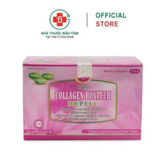Cốm Collagen Roxtech Diệp Lục giúp đẹp da, tăng nội tiết tố nữ - Hộp 30 gói (Màu hồng)