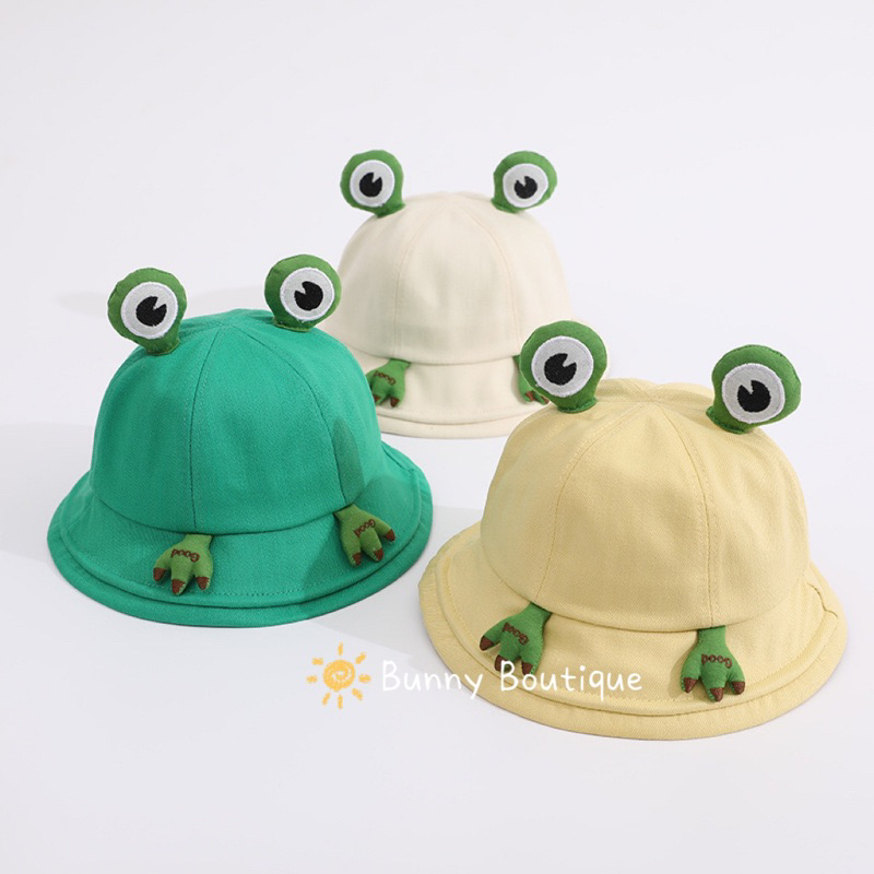 Mũ bucket, rộng vành che nắng hình chú ếch dễ thương cho bé và người lớn