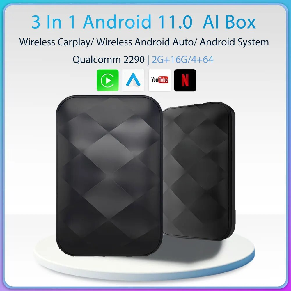 Acodo 3 In 1 Wireless CarPlayกล่องAndroid 11.0 Carplay Android Auto Aiกล่องอะแดปเตอร์Mini USB Aiกล่องไร้สายCarPlayอะแดปเตอร์รถDongle Plug PlayบลูทูธYouTubeสำหรับAudi Honda Nissan MAZDA Kia VW Toyota Haval Hyundai Ford GPS ราคา 2,018 บาท*ส่งฟรี