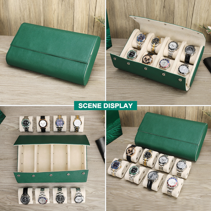 First Layer Cowhide Travel Anti-fall Portable Multi-component Watch Box Eight-position Handmade Leather Watch Storage Box new arrival