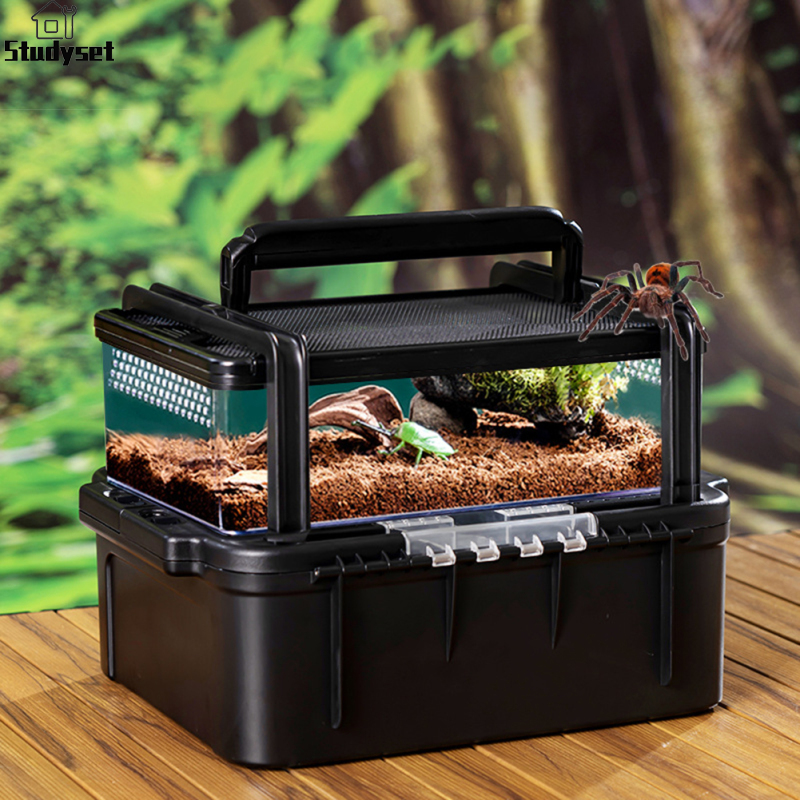 Studyset IN stock Outdoor Reptile Feeding Box Habitat Aquarium Amphibians Shelter Tank Portable Transport Container For Bearded Dragon Turtle ราคา 1,181 บาท*ส่งฟรี