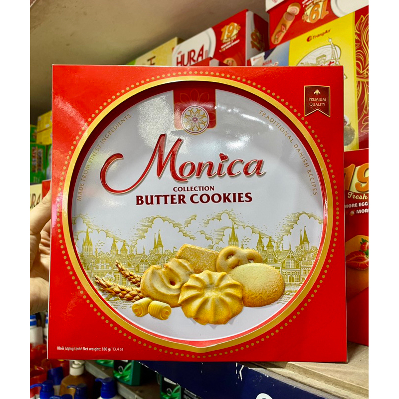 Bánh Quy Bơ Monica Tràng An Hộp Thiếc 380g ( Có Kèm Túi Xách )