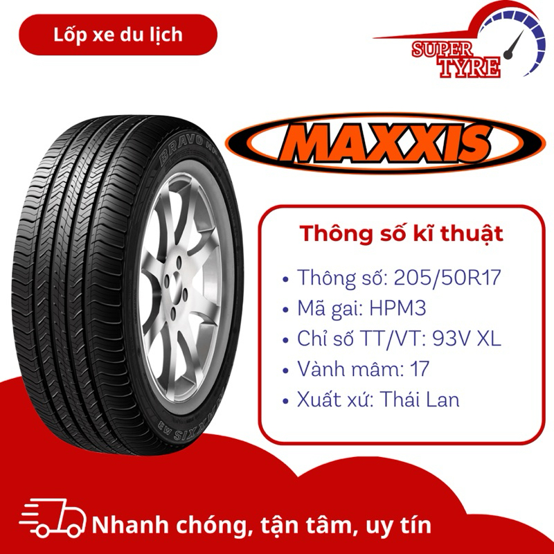 Lốp xe ô tô du lịch MAXXIS 205/50R17 HPM3