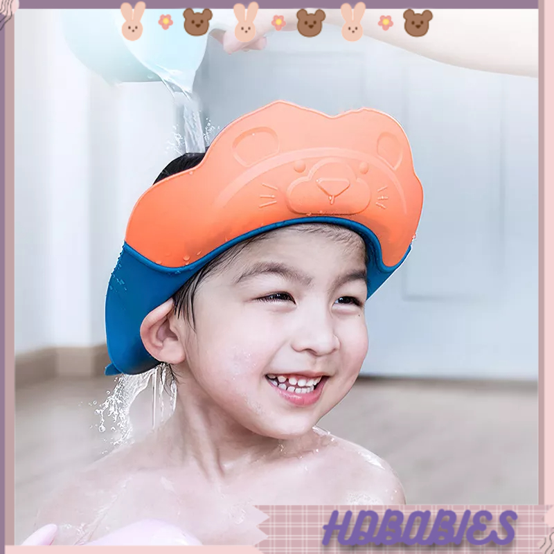 [Bán Nóng] Mũ gội đầu chắn nước cho bé, Mũ gội đầu chắn nước bảo vệ tai cho bé,Tấm chắn gội đầu cho trẻ em Silicone chống thấm nước Đàn hồi mở rộng vành bé tắm có thể điều chỉnh HDbabies