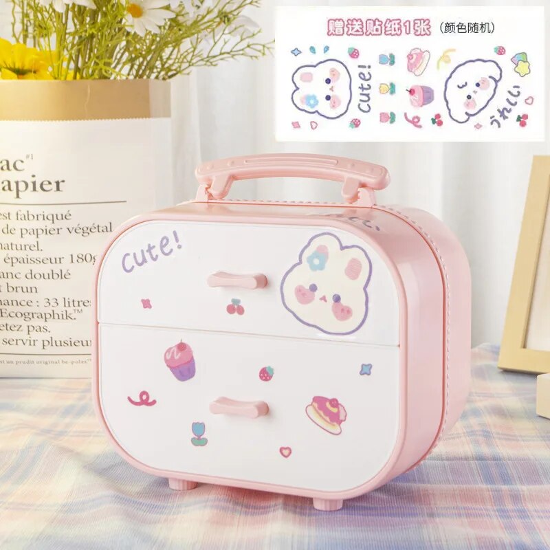 Dễ thương đồ trang sức kiểu hoạt hình mũ nón văn phòng phẩm hộp mỹ phẩm cho ký túc xá nữ sinh ngăn kéo bàn hoàn thiện mới 2023 Hot