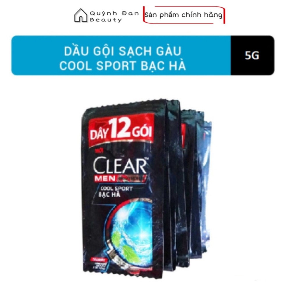 Dây 12 Gói Clear Men Cool Sport Bạc Hà 5g