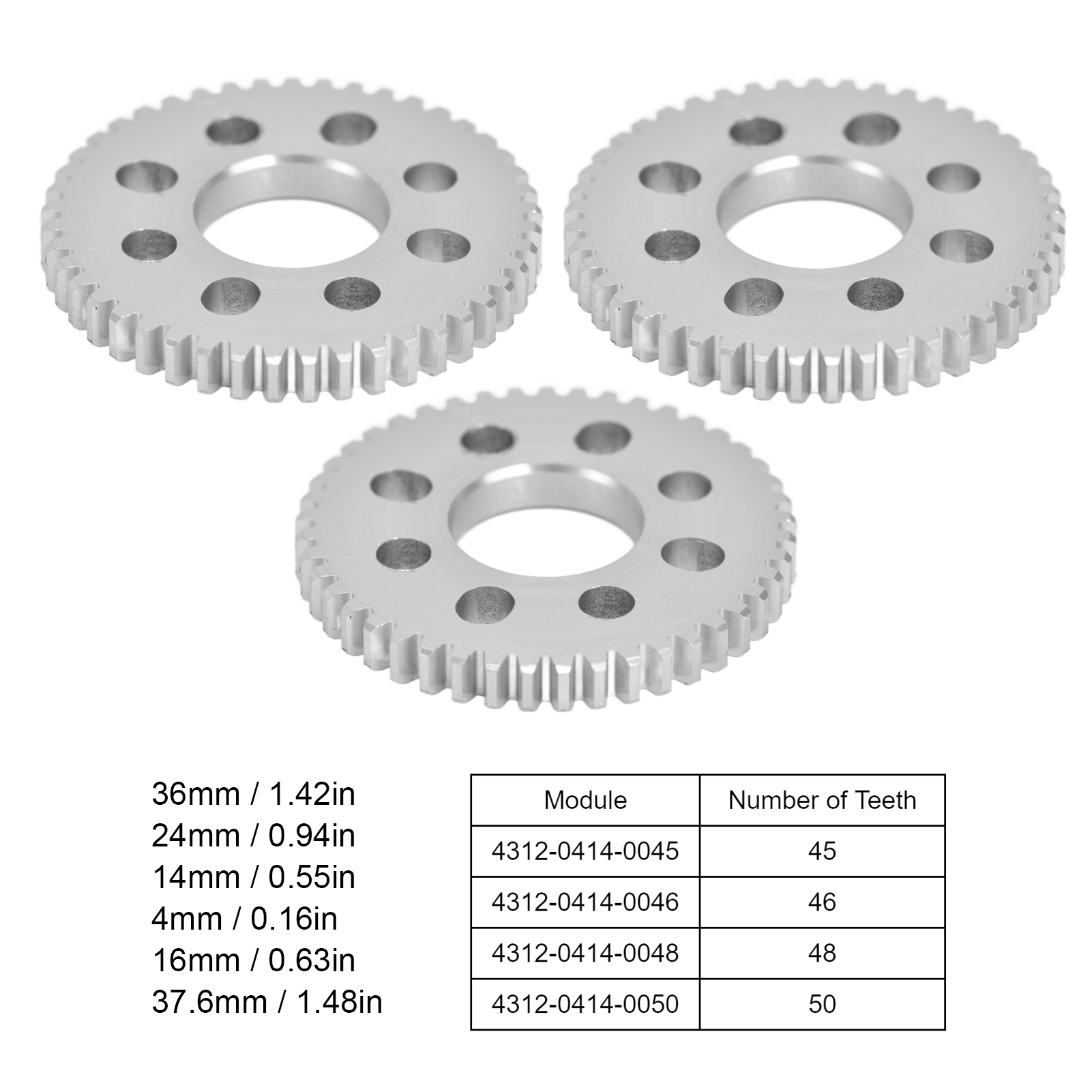 Aqxreight 3 cái bánh răng trụ 8 lỗ nhôm 4mm Độ dày 14mm centre lỗ 0.8 mô-đun bộ Kit4312-0414-0046 (4312-0414-0045)