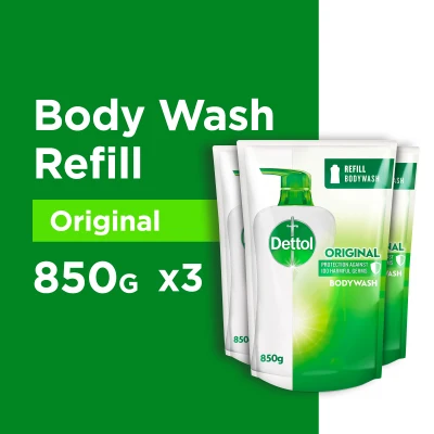 [Bundle of 3] Dettol Anti-Bacterial Body Wash Original Refill 850G