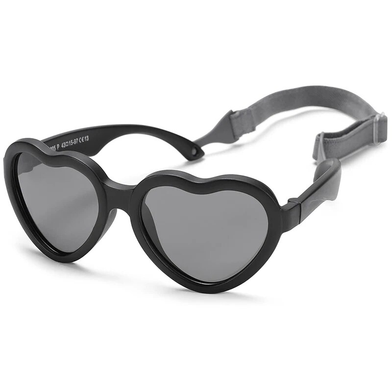 Flexible Heart Shaped Baby Polarized Sunglasses With Strap Adjustable