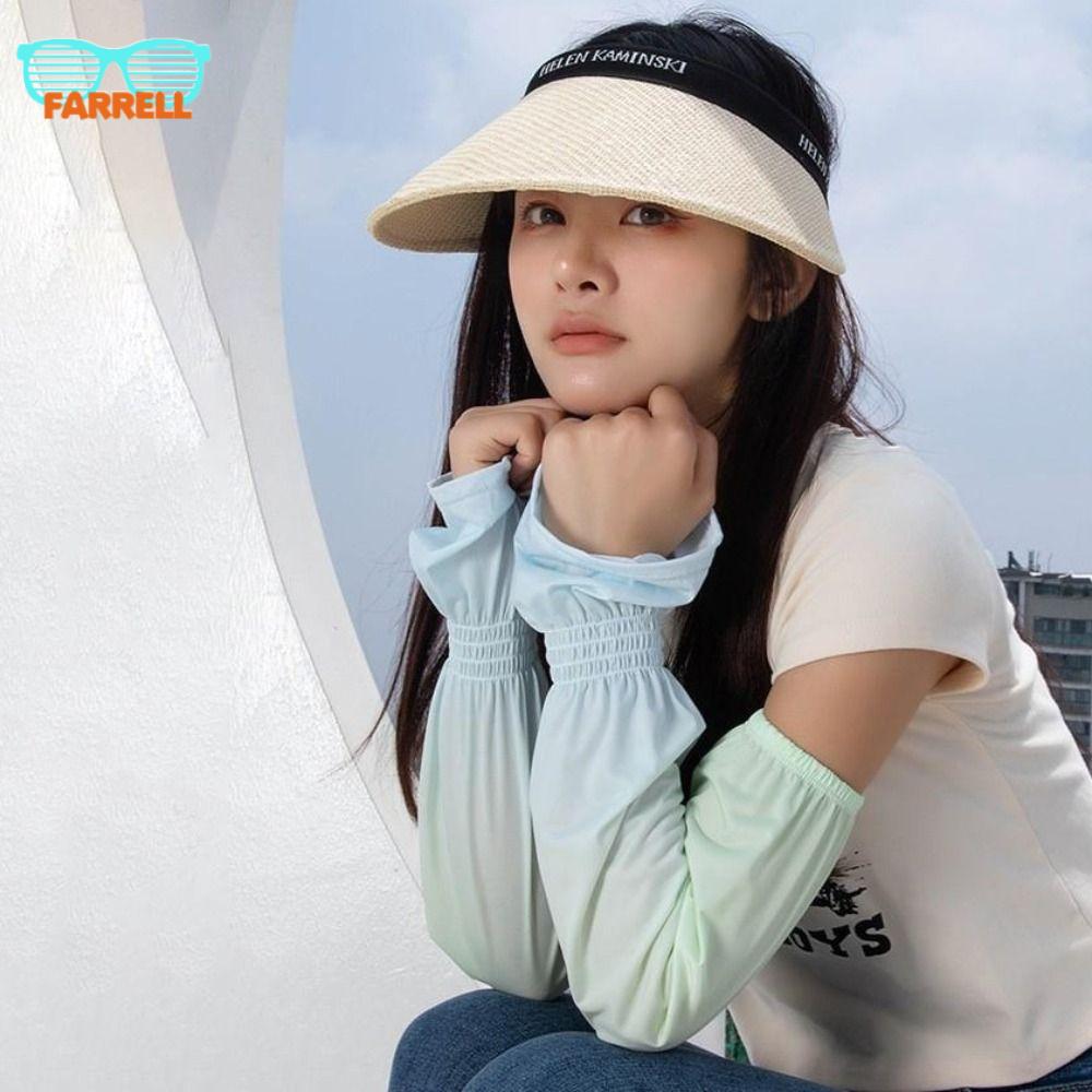FARRELL Đàn hồi Tay áo lụa băng dài Gradient Mỏng Bọc cánh tay chống nắng Dễ thương Cách nhiệt UV Găng tay đi xe đạp Phụ nữ