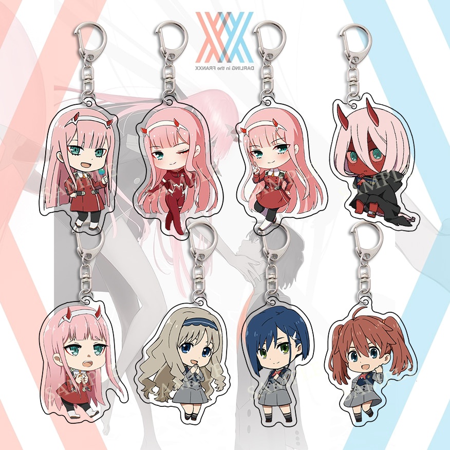 Móc khoá Japan Anime DARLING In The FRANXX Keychain Cute ZERO TWO Ichigo Miku Phụ Kiện Trang Trí Balo Túi xách