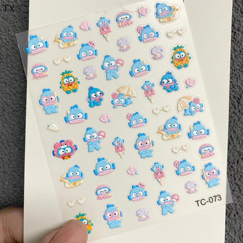 TX💓 Sanrio hangyodon Kuromi Hello Kitty น่ารักอะนิเมะสร้างสรรค์สติกเกอร์ทำเล็บตกแต่งการ์ตูนบุคลิกที่เรียบง่ายกระดาษวางในตัว