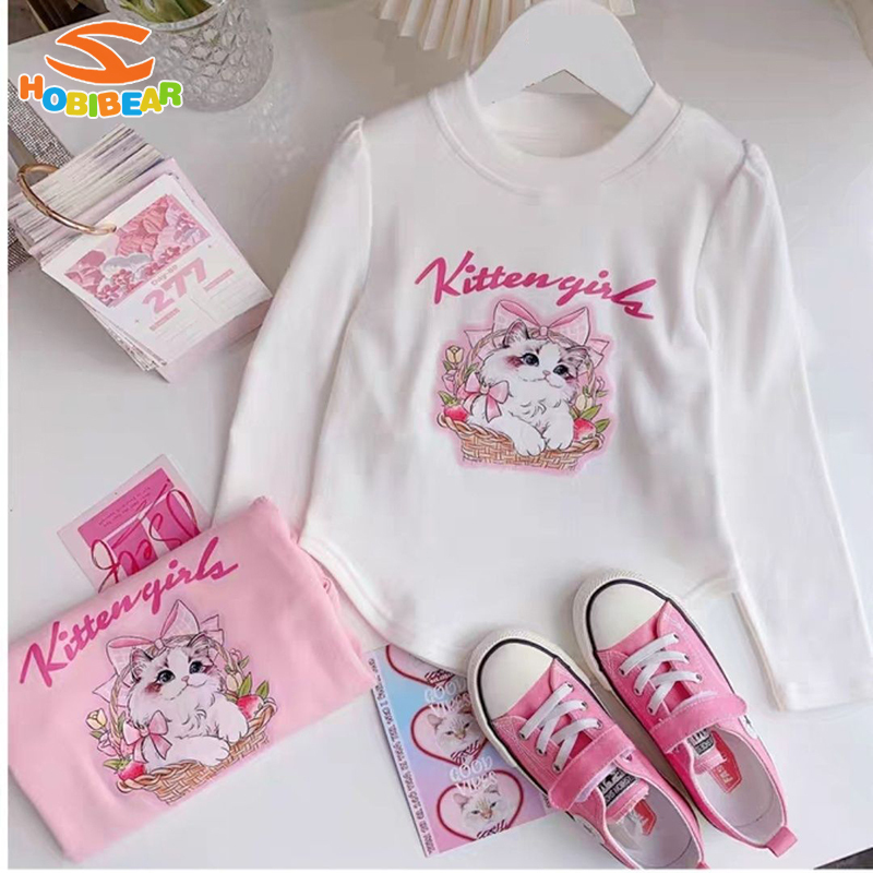 HOBIBEAR Girls' clothing Girls' T-shirts Cartoon cute prints Fashionable German velvet bottoming shirts cute Long sleeves and versatile Girls' tops Recommended height 80-150 cm ราคา 149 บาท*ส่งฟรี