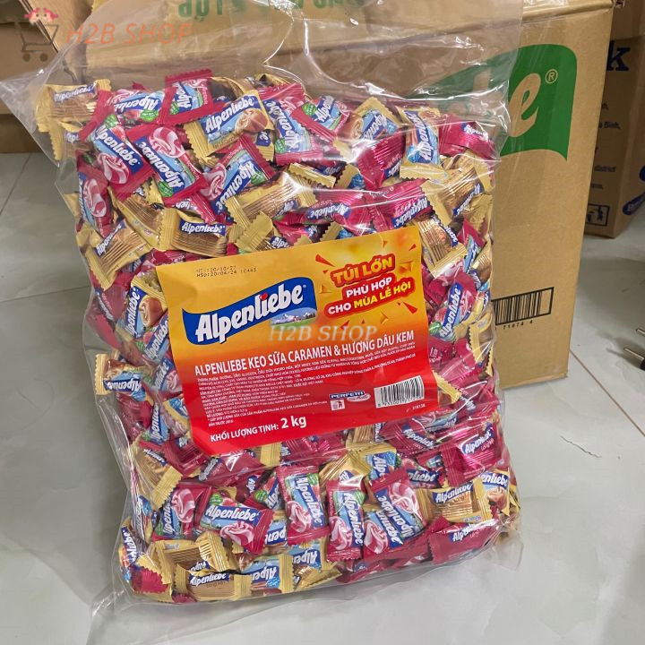 Kẹo Cứng Alpenliebe Sữa Caramen + Dâu Kem/Kẹo Mentos Bịch 2kg (sữa béo)